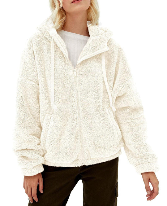 Damen Kuschelige Fleecejacke mit hohem Kragen und Reißverschluss EB