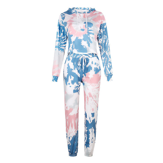Damen lässiges Cropped Hoodie und Jogginghose Set EB