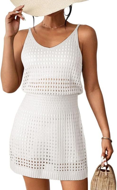 Damen luftiges Häkelkleid im Layering-Stil EB