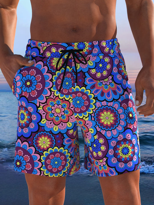 Herren Badeshorts mit animalischem Muster und elastischem Bund EB