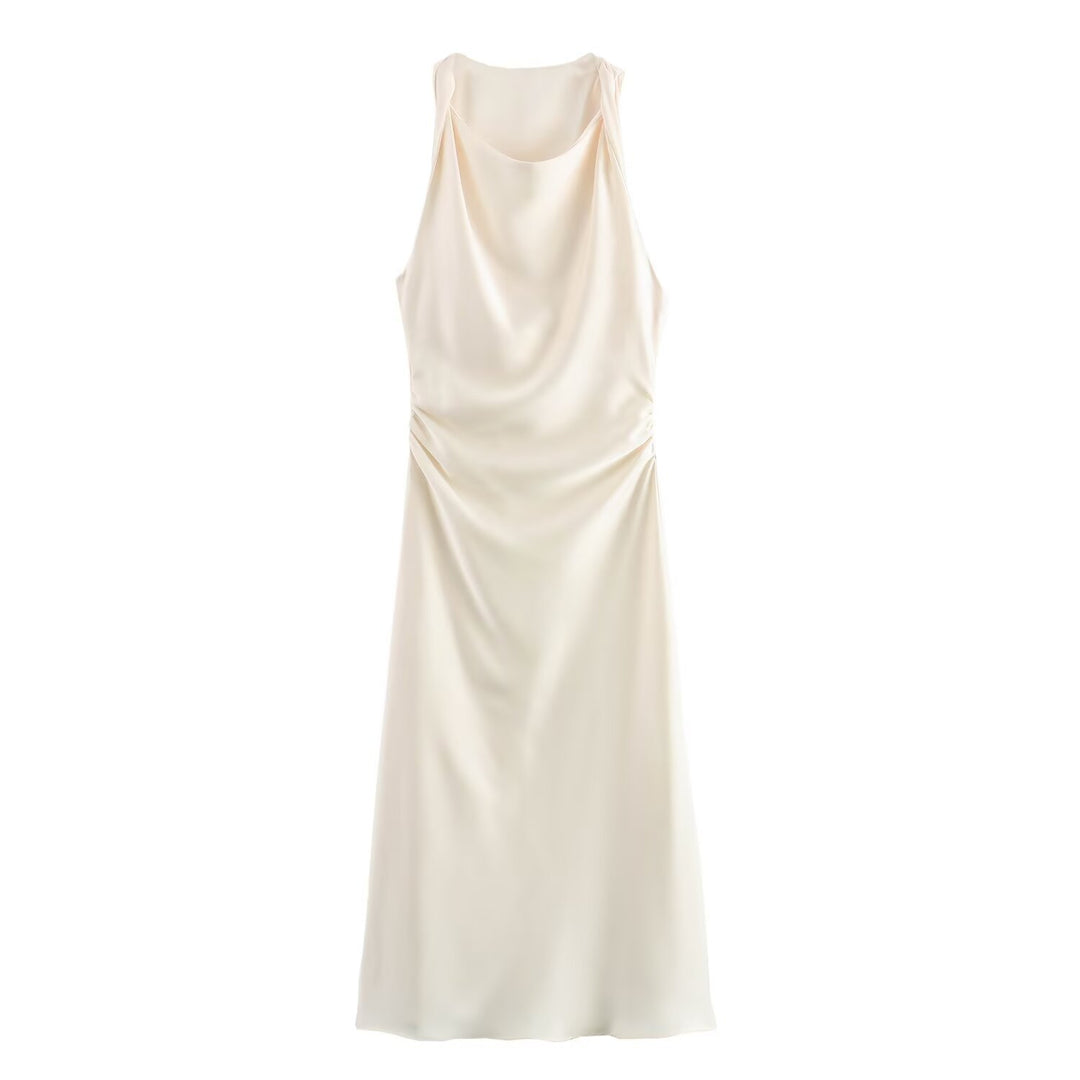 Damen elegantes Sommerkleid mit fließendem Schnitt und charmanten Rüschendetails EB