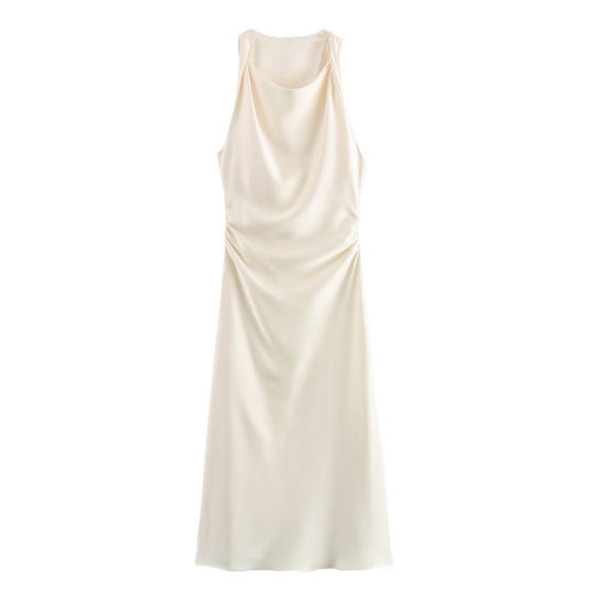 Damen elegantes Sommerkleid mit fließendem Schnitt und charmanten Rüschendetails EB