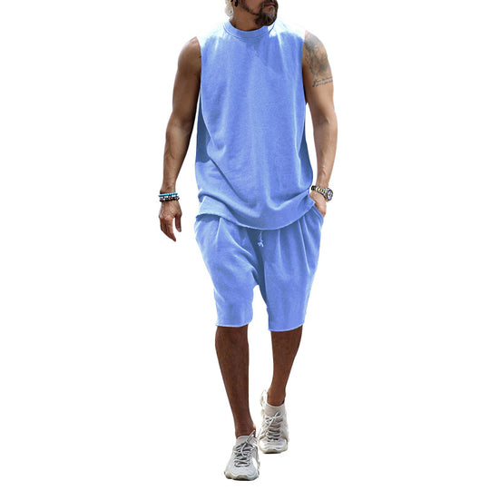 Herren sportliches Tanktop und Shorts-Set aus hochwertigem Baumwollmix EB