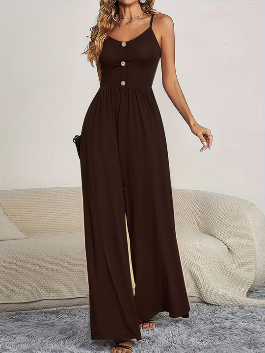 Damen Jumpsuit mit knöpfbarem Oberteil und weitem Bein EB