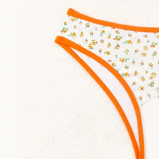 Damen Blumenmuster Bikini mit raffinierter Schnittführung EB