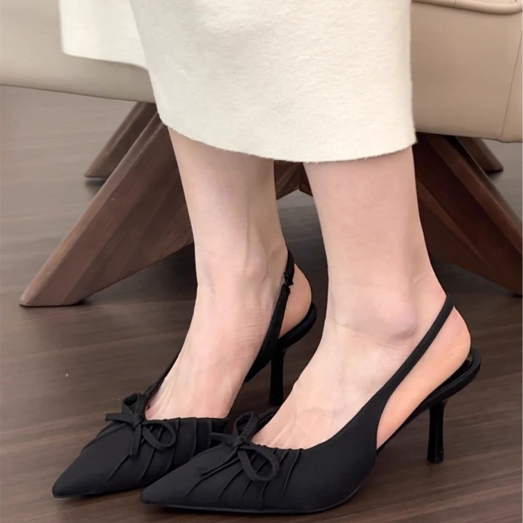 Damen Slingback-Pumps mit zartem Schleifen-Detail und elegantem Absatz EB