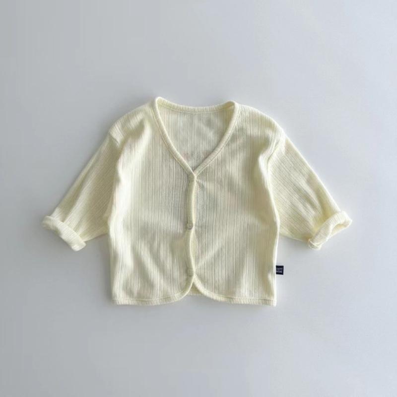 Unisex nan weicher gerippter Strickbaby-Cardigan mit V-Ausschnitt und hochkrempelbaren Ärmeln EB