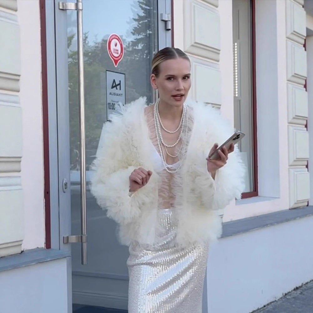 Damen Voluminöse Tülljacke EB