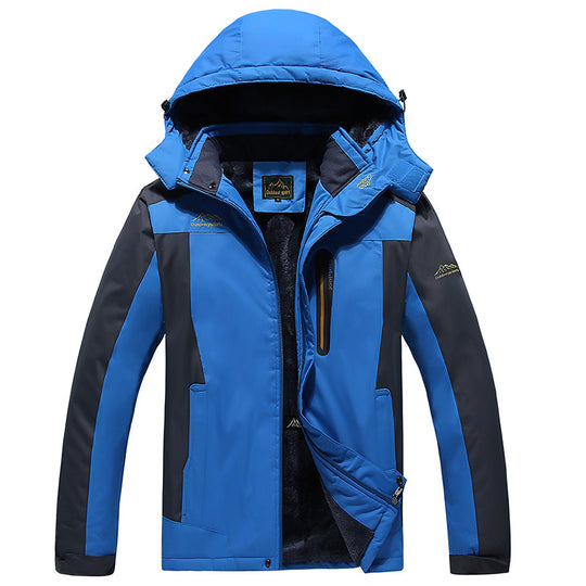 Herren isolierte Fleece-Layer Outdoorjacke mit abnehmbarer Kapuze und winddichter Außenhülle EB