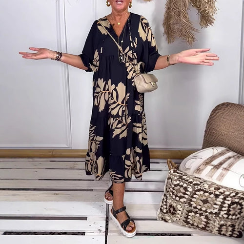 Damen Maxikleid mit floralem Design und fließendem Schnitt Heidi-Mode