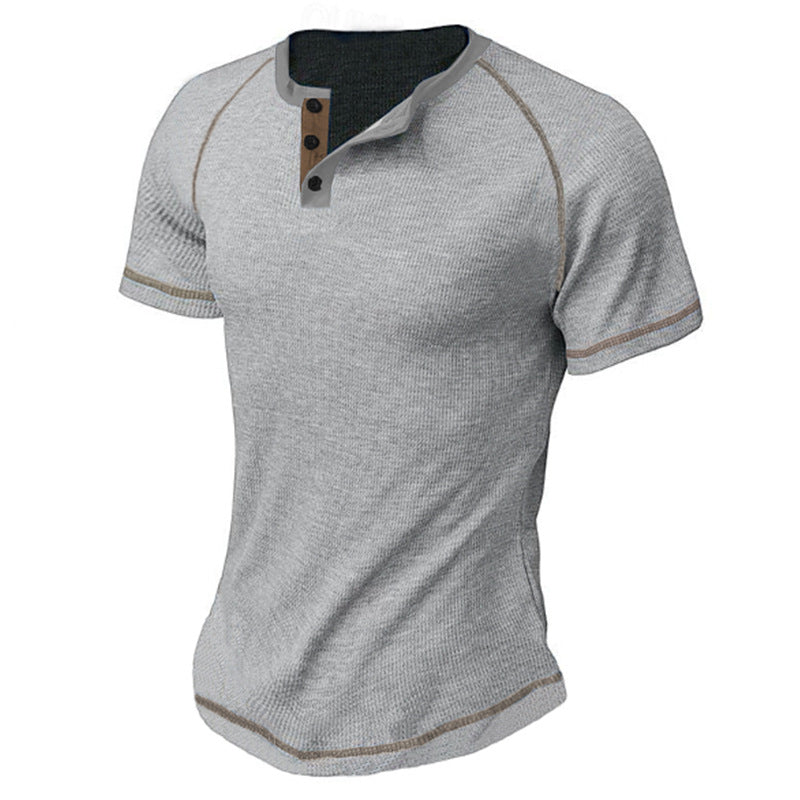 Herren modisches Halblangarm-T-Shirt mit Knopfleiste EB