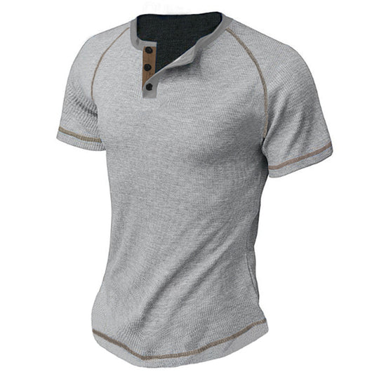 Herren modisches Halblangarm-T-Shirt mit Knopfleiste EB