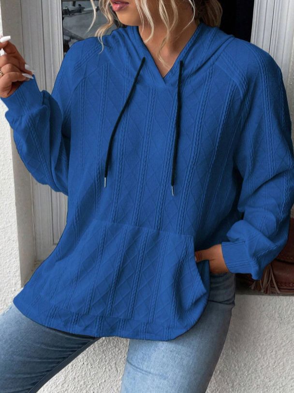 Damen Kapuzenpullover mit strukturiertem Muster und praktischer Kängurutasche EB