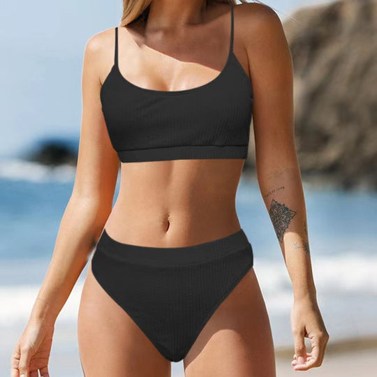 Damen Hochtailliertes Bikini-Set mit sportlichem Oberteil EB