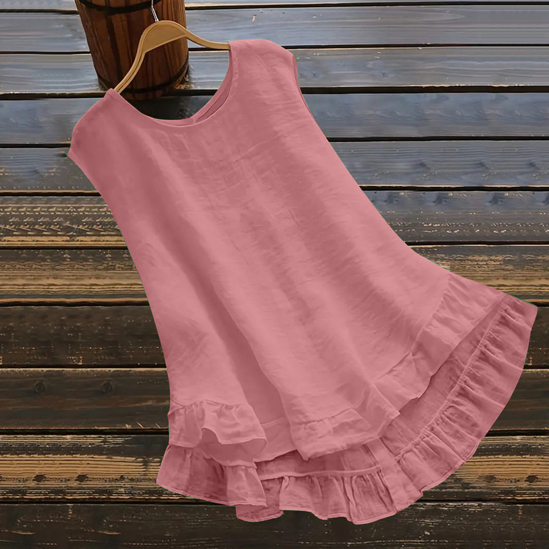 Damen Leichtes Sommerkleid aus atmungsaktivem Material mit Rüschendetails EB