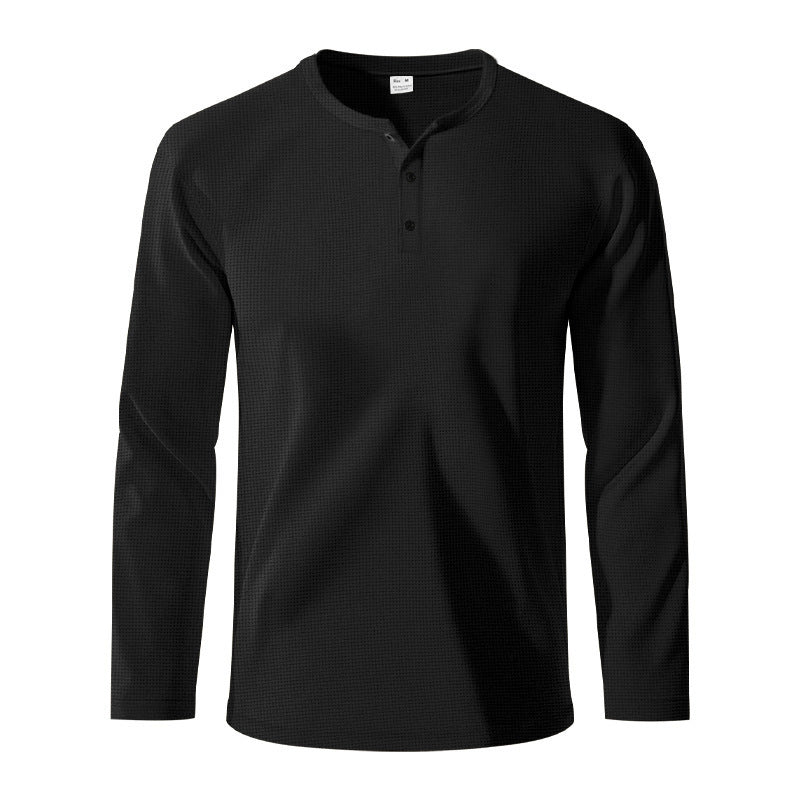 Herren Langarm-Henley-Shirt aus atmungsaktivem Strukturstoff EB