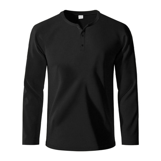 Herren Langarm-Henley-Shirt aus atmungsaktivem Strukturstoff EB