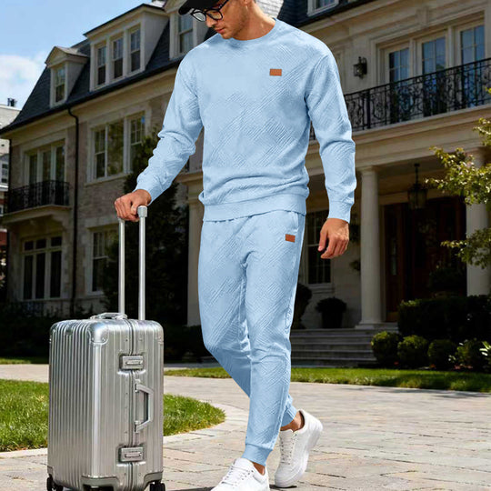Herren Feinstrukturiertes Lounge-Set mit Rundhals-Pullover & schmaler Jogginghose EB