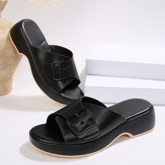 Damen Bequeme und trendige Pantoletten mit verstellbarem Riemen EB