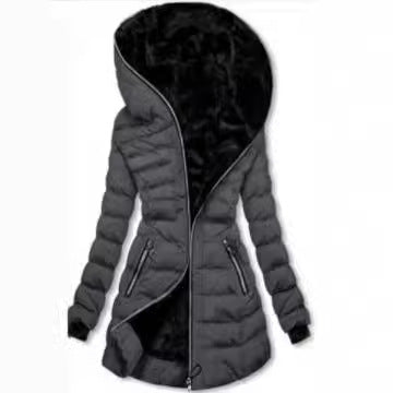 Damen gesteppte Winterjacke mit luxuriösem Futter und modischem hohem Kragen EB