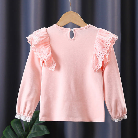 Mädchen Sweatshirt mit Rüschen und floralem Herzmotiv EB