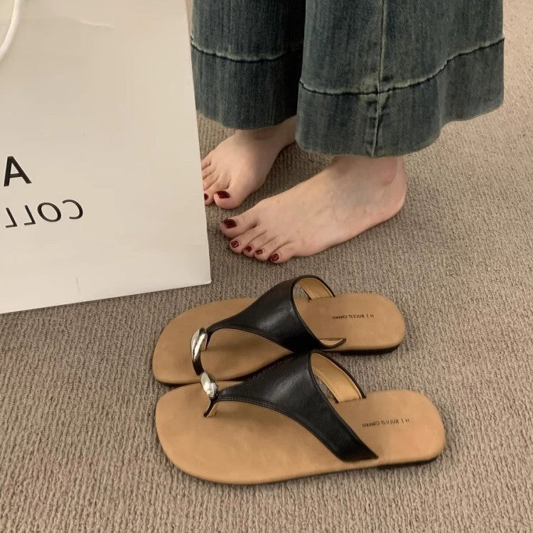 Damen Zehentrenner-Sandalen mit modischen Riemen und komfortablem Fußbett EB