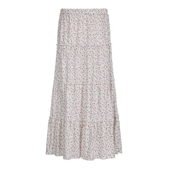 Damen Maxirock mit floralen Rüschendetails und elastischem Bund EB