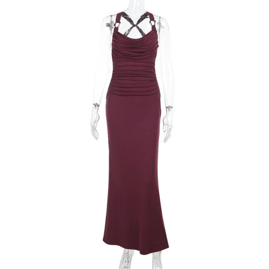 Damen Elegantes Maxikleid mit gerafftem Oberteil EB
