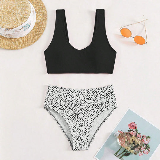 Damen Hochtailliertes Bikini-Set mit strukturiertem Oberteil EB