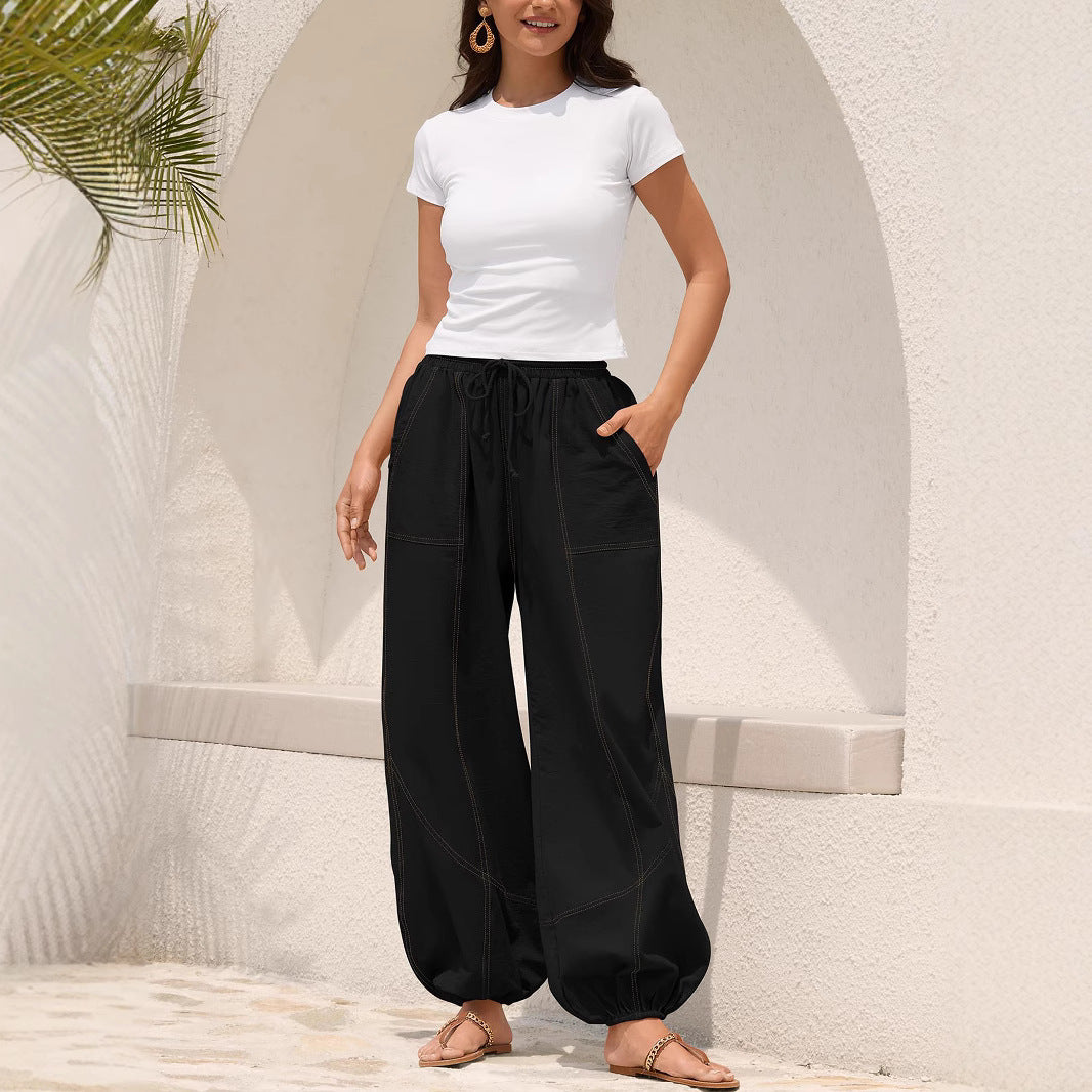 Damen Lässige Weitbein-Hose mit praktischen Taschen EB