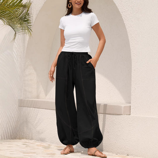 Damen Lässige Weitbein-Hose mit praktischen Taschen EB
