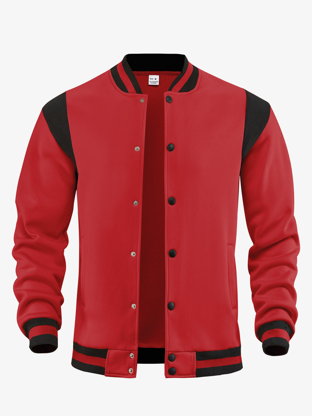 Herren nan legere Baseballjacke in Sweatqualität mit Druckknopfleiste geripptem Kragen und kontrastierendem Schulterbesatz EB