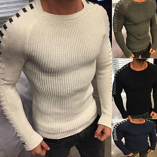 Herren Strickpullover mit innovativem Design und strukturierten Ärmeln EB