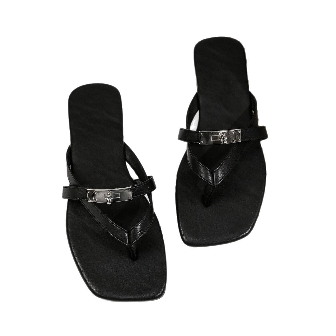 Damen Elegante Flip-Flops mit modischem Riemendesign und funkelndem Akzent EB