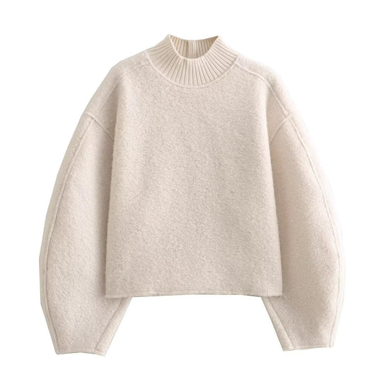 Damen Grobstrickpullover mit hohem Kragen EB