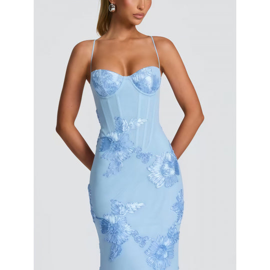 Damen Elegantes Abendkleid mit floralem Spitzenmuster und figurbetontem Schnitt EB