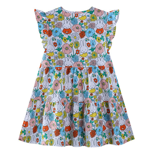 Mädchen Sommerkleid mit buntem Blumen- und Tierdesign EB