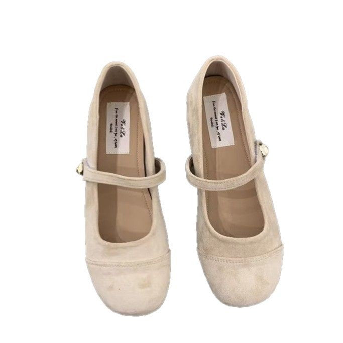 Damen Ballerinas mit modischem Riemchen und goldener Schnalle EB