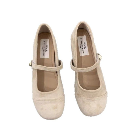 Damen Ballerinas mit modischem Riemchen und goldener Schnalle EB