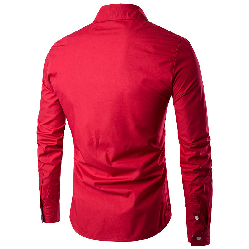 Herren nan figurbetontes Hemd mit Tribal-Print, verdeckter Knopfleiste und Kontrastkragen EB