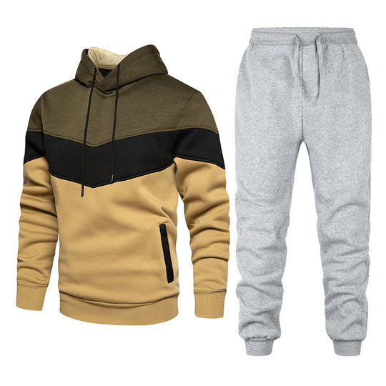 Herren nan athleisure-Set mit Chevron-Kapuze, fleecegefüttertem Pullover und schmal zulaufender Jogginghose EB