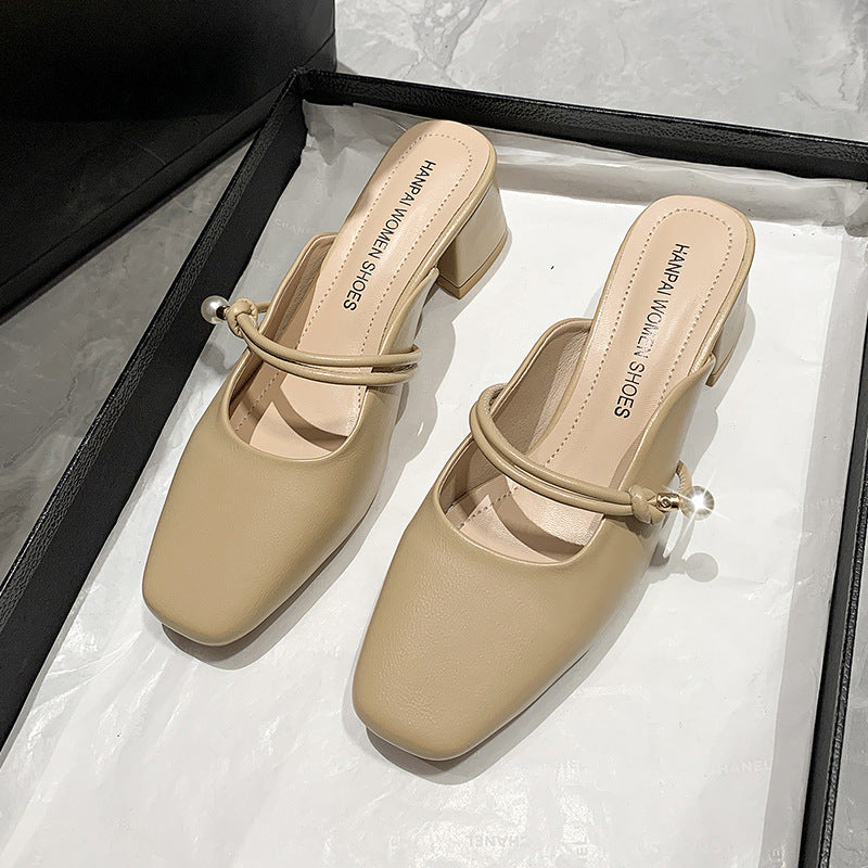 Damen Elegante Slingback-Pumps mit dekorativem Riemchen und feinem Perlenschmuck EB