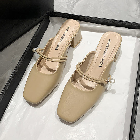 Damen Elegante Slingback-Pumps mit dekorativem Riemchen und feinem Perlenschmuck EB