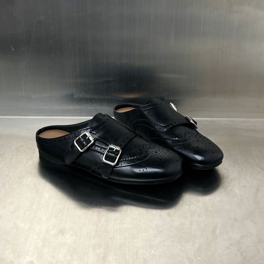 Damen Elegante Mokassins mit modischen Schnallen und perforiertem Design EB