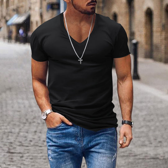 Herren lässiges V-Ausschnitt T-Shirt EB