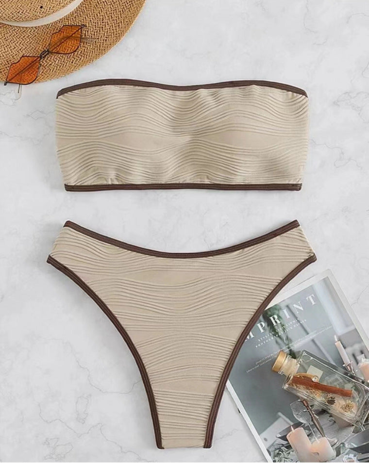 Damen Bandeau-Bikini-Set mit strukturiertem Design EB