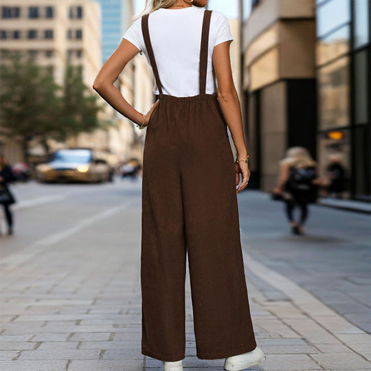 Damen eleganter Latzoverall aus leichter Baumwolle mit komfortablem Schnitt und praktischen Taschen EB