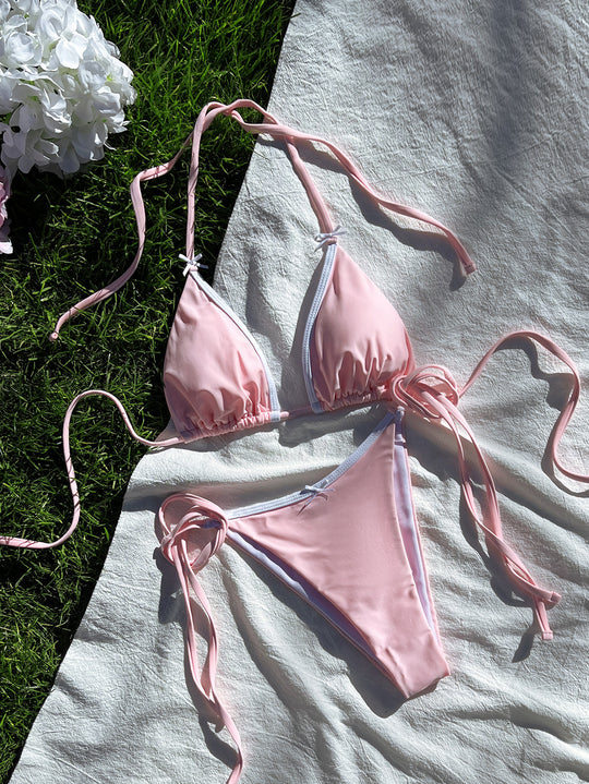 Damen Triangel-Bikini mit verstellbaren Bindebändern und femininen Akzenten EB