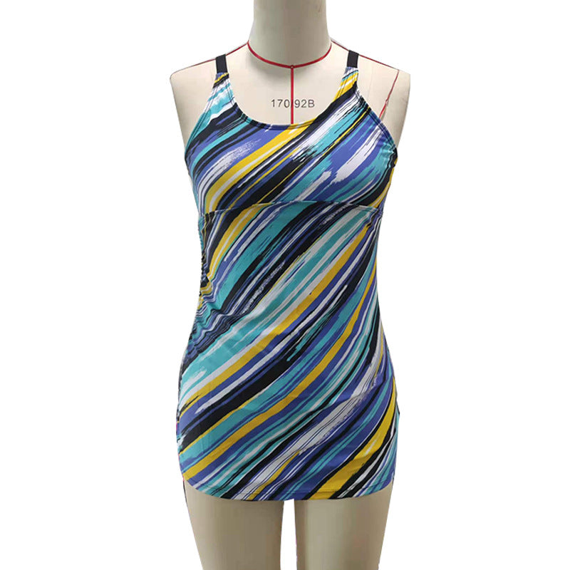 Damen Tankini-Top mit modischem Streifendesign und komfortabler Raffung EB