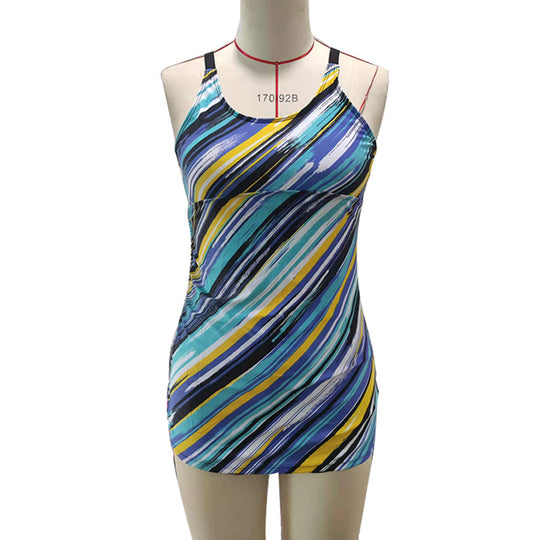 Damen Tankini-Top mit modischem Streifendesign und komfortabler Raffung EB
